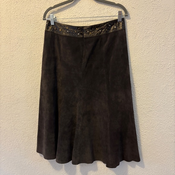 Anthropologie June Suede Leather Skirt with Embellished Waist - Picture 3 of 10